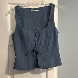 Blue Lace-Up Bustier top